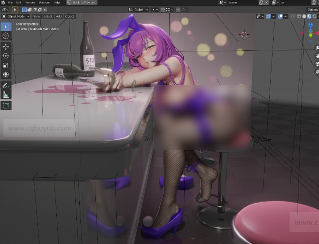 喝醉的女孩角色模型文件-cg男孩