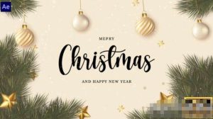 2023年圣诞节新年幻灯片冬青树悬挂礼物AE模板Christmas | New Year Slideshow 2023-cg男孩
