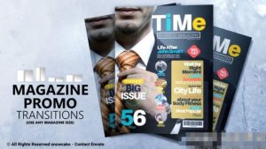 AE模板-创意3D书本杂志翻书翻页效果宣传画册演示动画模板Magazine Promo – Transitions-cg男孩