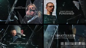 AE模板-震撼玻璃破碎特效充满悬念恐怖电影预告片头动画模板Shattered Crime Thriller Opener-cg男孩