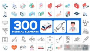 300个诊所机构医疗元素MG动画图标设计动画AE模板300 Icons Pack – Medical Elements-cg男孩