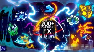AE模板-220个逐帧手绘二维卡通粉尘烟雾火焰爆炸冲击能量水花飞溅线条动画模板-cg男孩