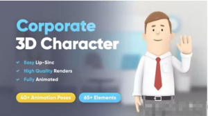 AE模板-3D男性角色公司视频解说卡通图标标题场景动画模板3D Character Animation-cg男孩