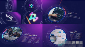 AE模板-现代网格空间旋转切换展示科技公司历史发展时间线模板Tech Company Timeline-cg男孩