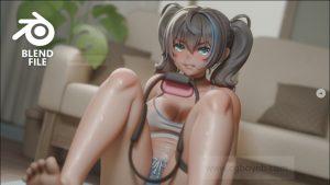 做运动健身的女孩二次元模型-cg男孩