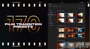 AE脚本-170组老电影胶片卷轴叠加无缝视频转场过渡Film Transitions MYFX v3.1.2-cg男孩
