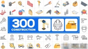 300个建筑施工机械企业商务图标MG动画AE模板300 Icons Pack - Construction-cg男孩