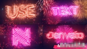 AE模板- 21种烟花粒子文字标题公司年会汇演圣诞节新年倒计时片头模板Text & Logo Fireworks-cg男孩