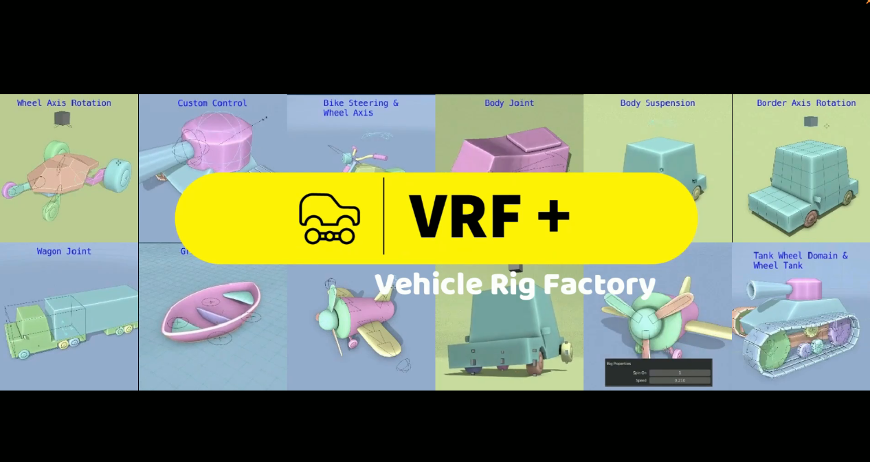 Blender汽车交通工具绑定插件 VRF – Vehicle Rig Factory Plus V0.1.2blender布的 更新4.4.23-cg男孩